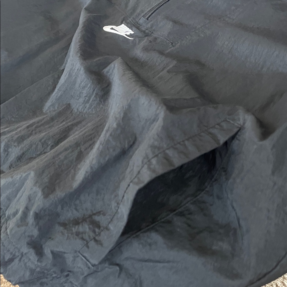 Nike Half-Zip Pullover Jacket Medium Black White Gray Windbreaker Synch Waist - Picture 11 of 16